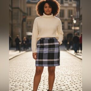 New York & Company Blue Plaid Skirt